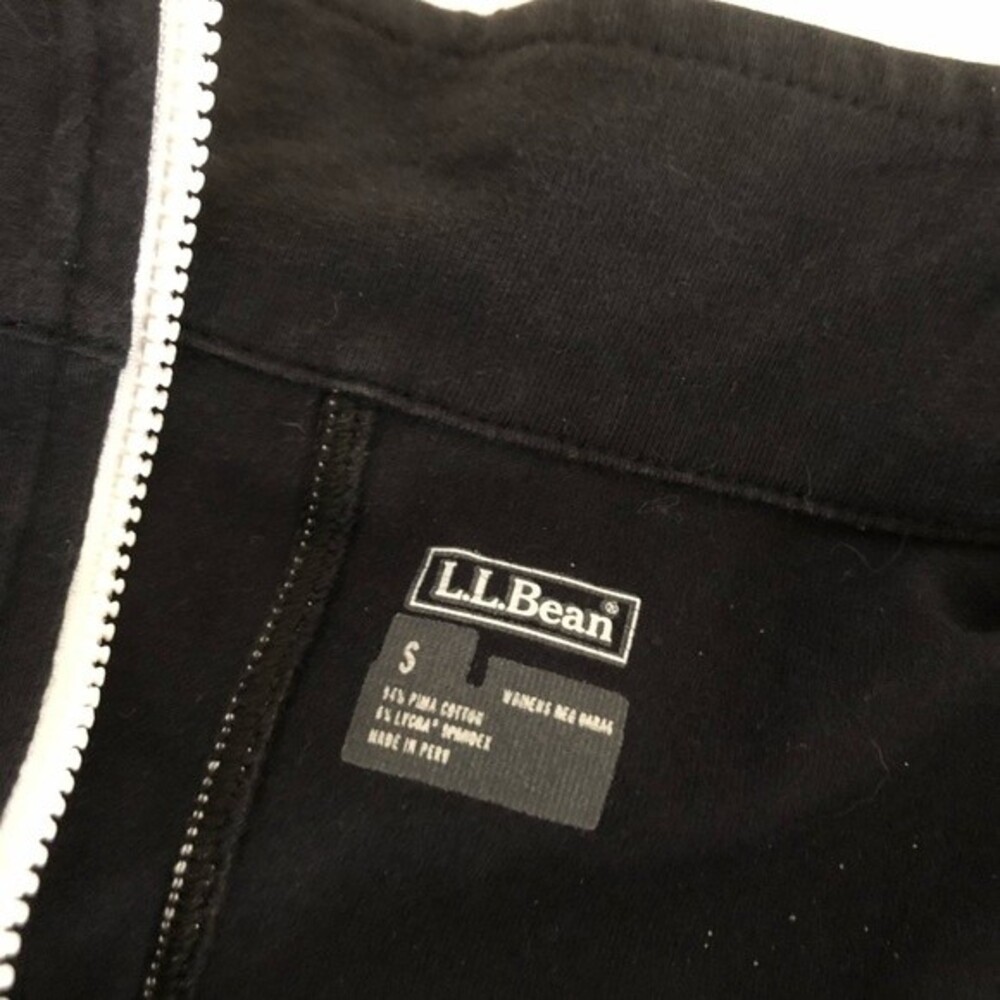 LL BEAN Athletic Pullover High Neck Quarter Zip Black White Exposed Seams Small - Picture 5 of 8
